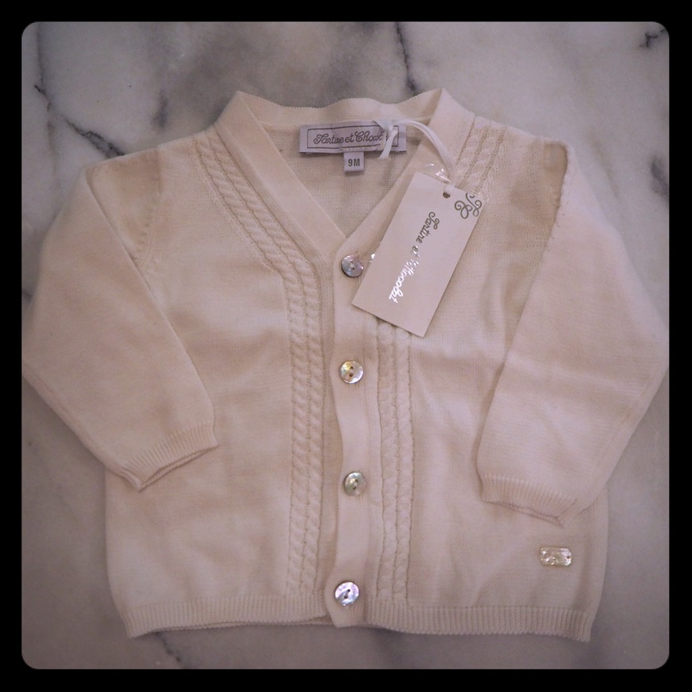 Tartine et Chocolat white cardigan NWT